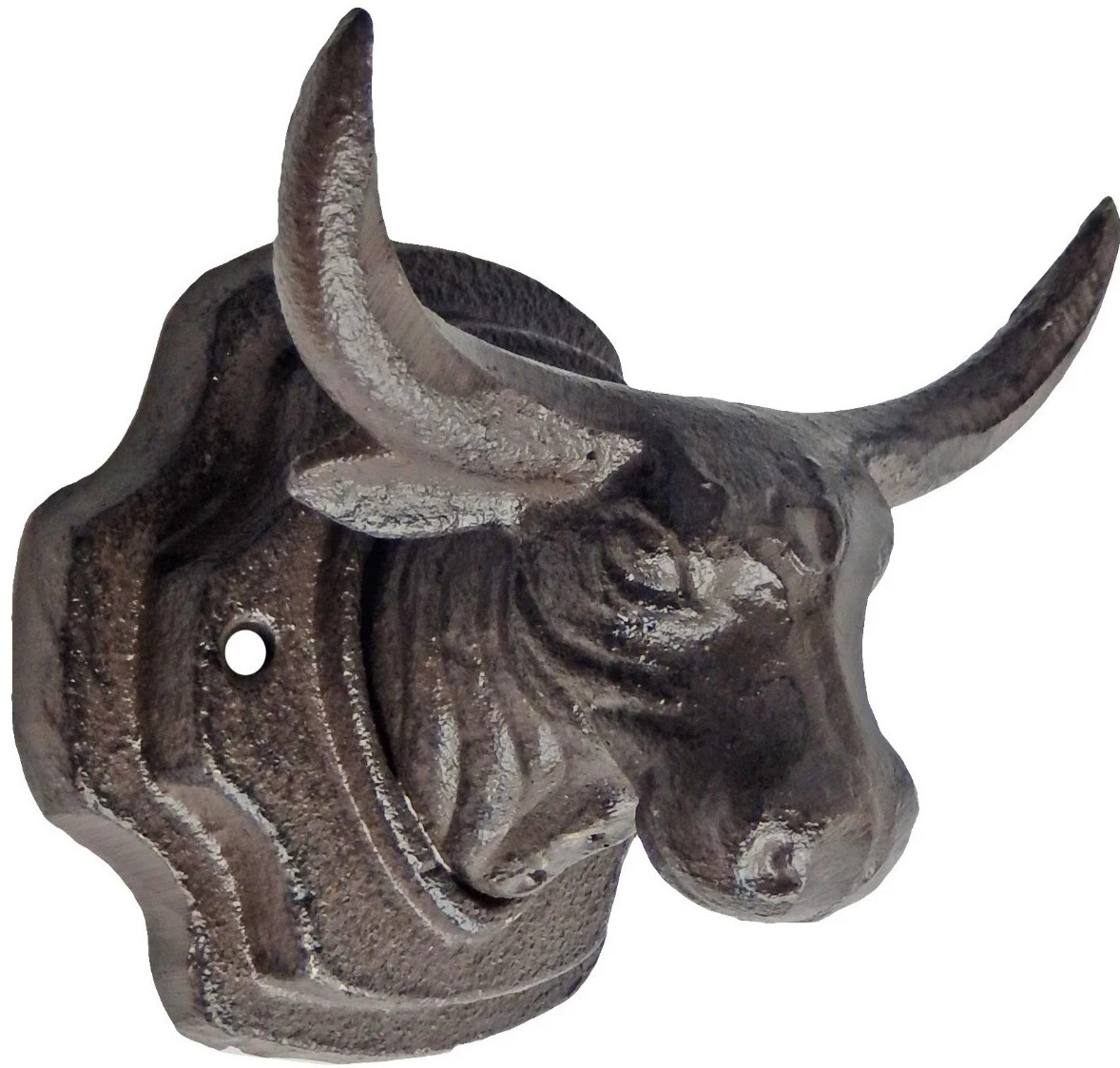 Longhorn Steer Wall Hook 5.5 Inches Bull Head Western Decor Heavy Metal Iron