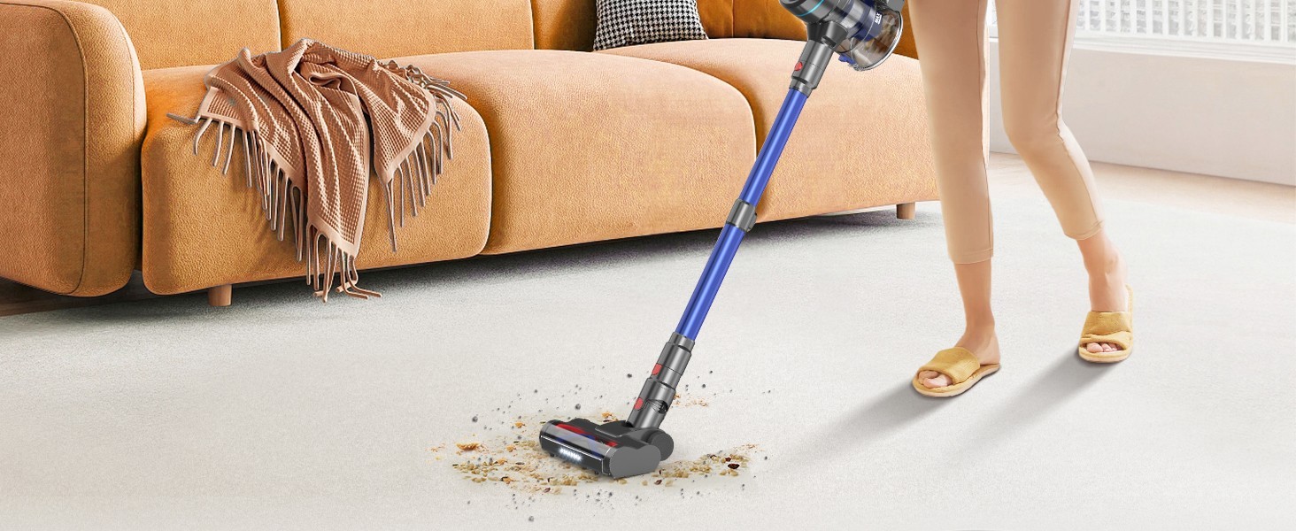 Cordless Vacuum Cleaner 1.5L Stick 55Kpa Lightweigh for Pet Hair Carpet Hardwood