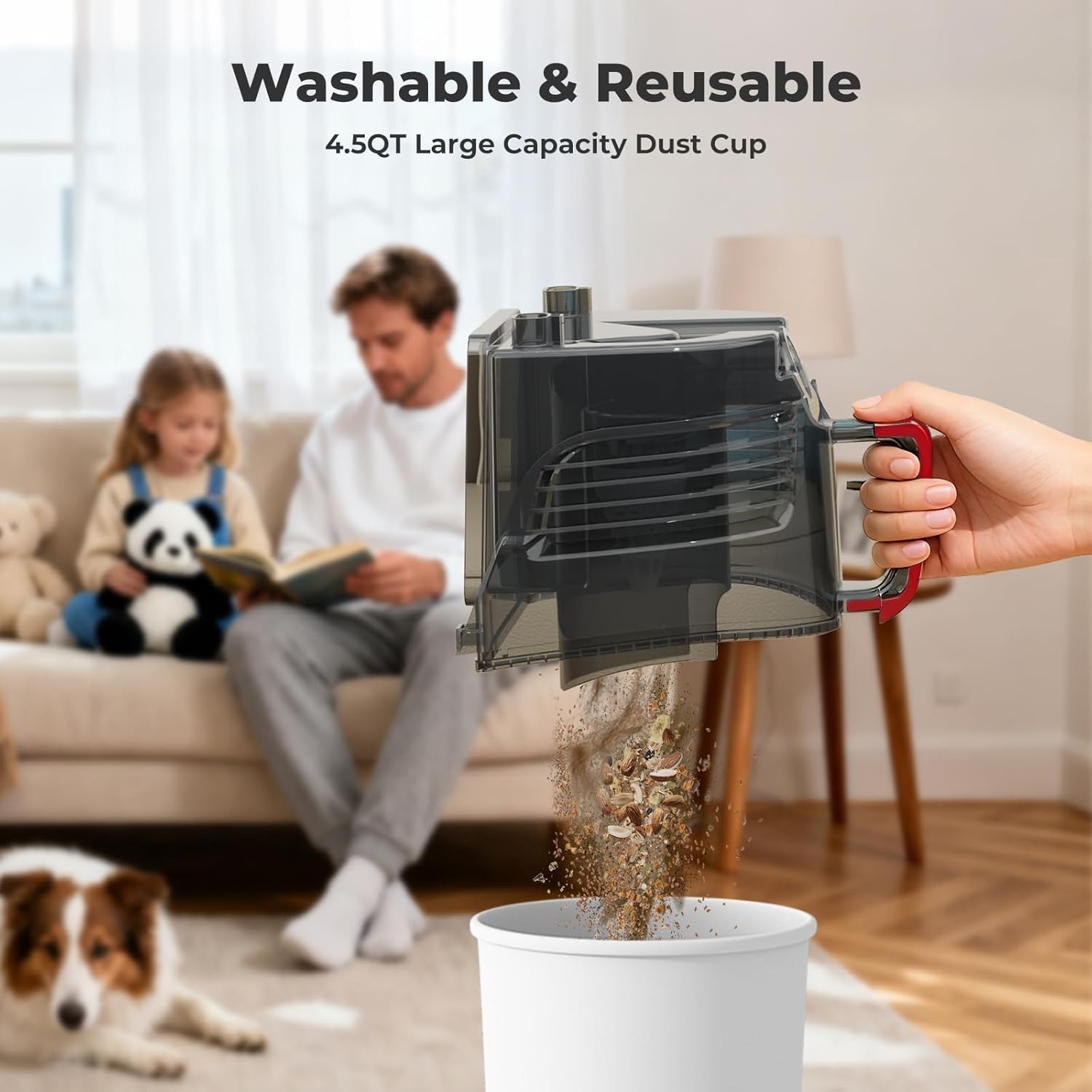 1600W Canister Vacuum Cleaner, Bagless Vacuum Cleaner with 45kPa Strong Sucti…