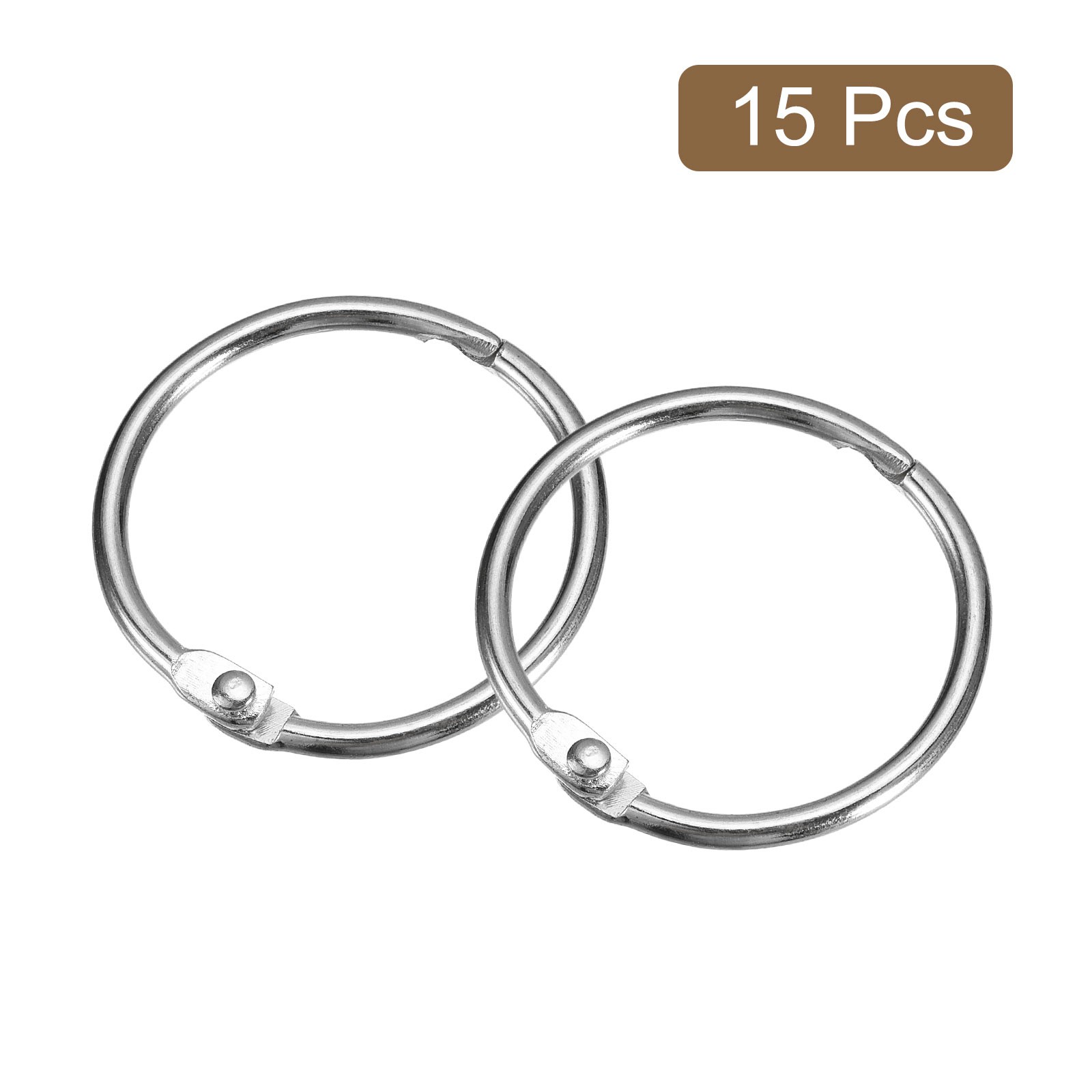 15pcs Shower Curtain Rings 0.75 Inch Loose Leaf Binder Rings Silver