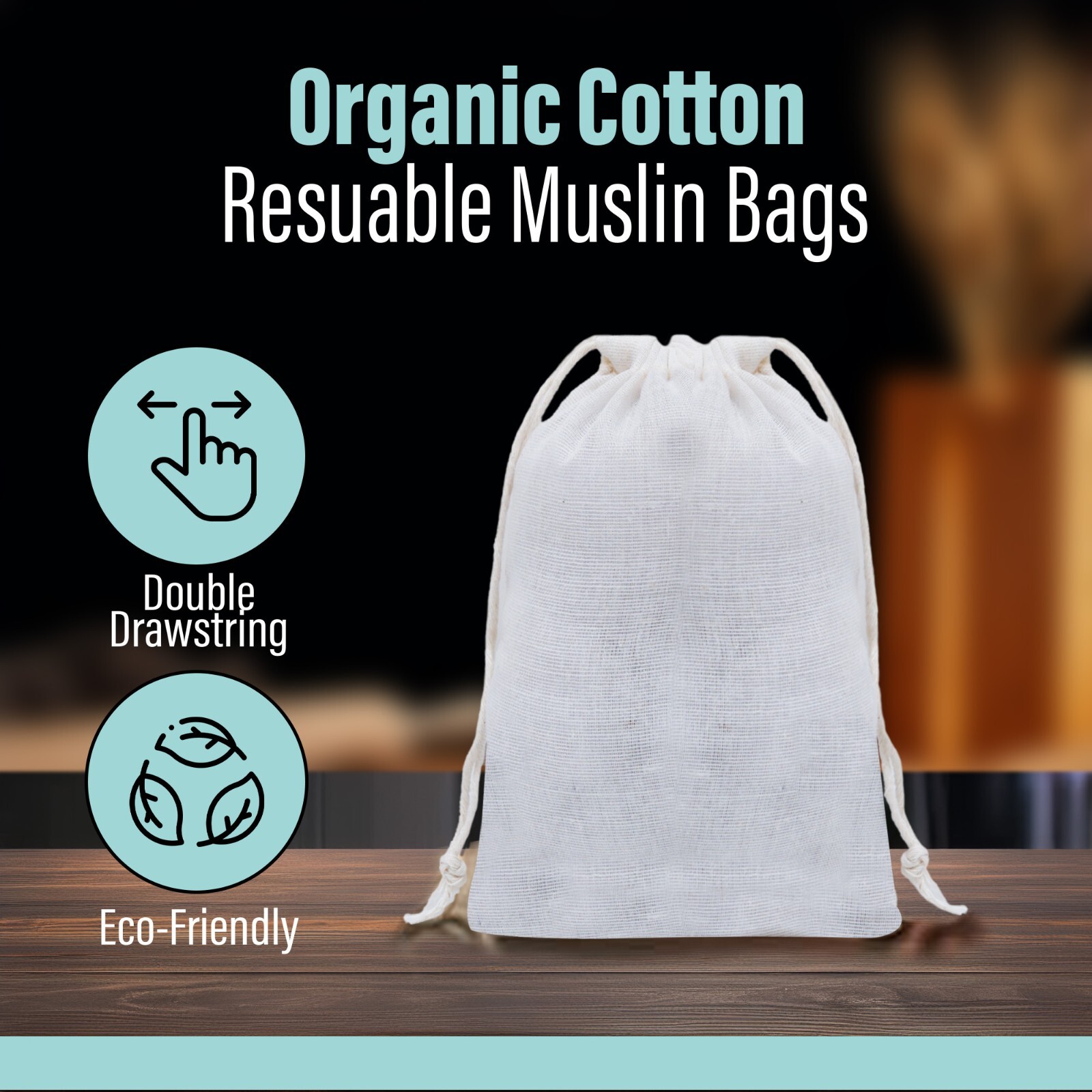 Biglotbags – 10 x 12 Inches Poly Cotton Double Drawstring Reusable Muslin Bags