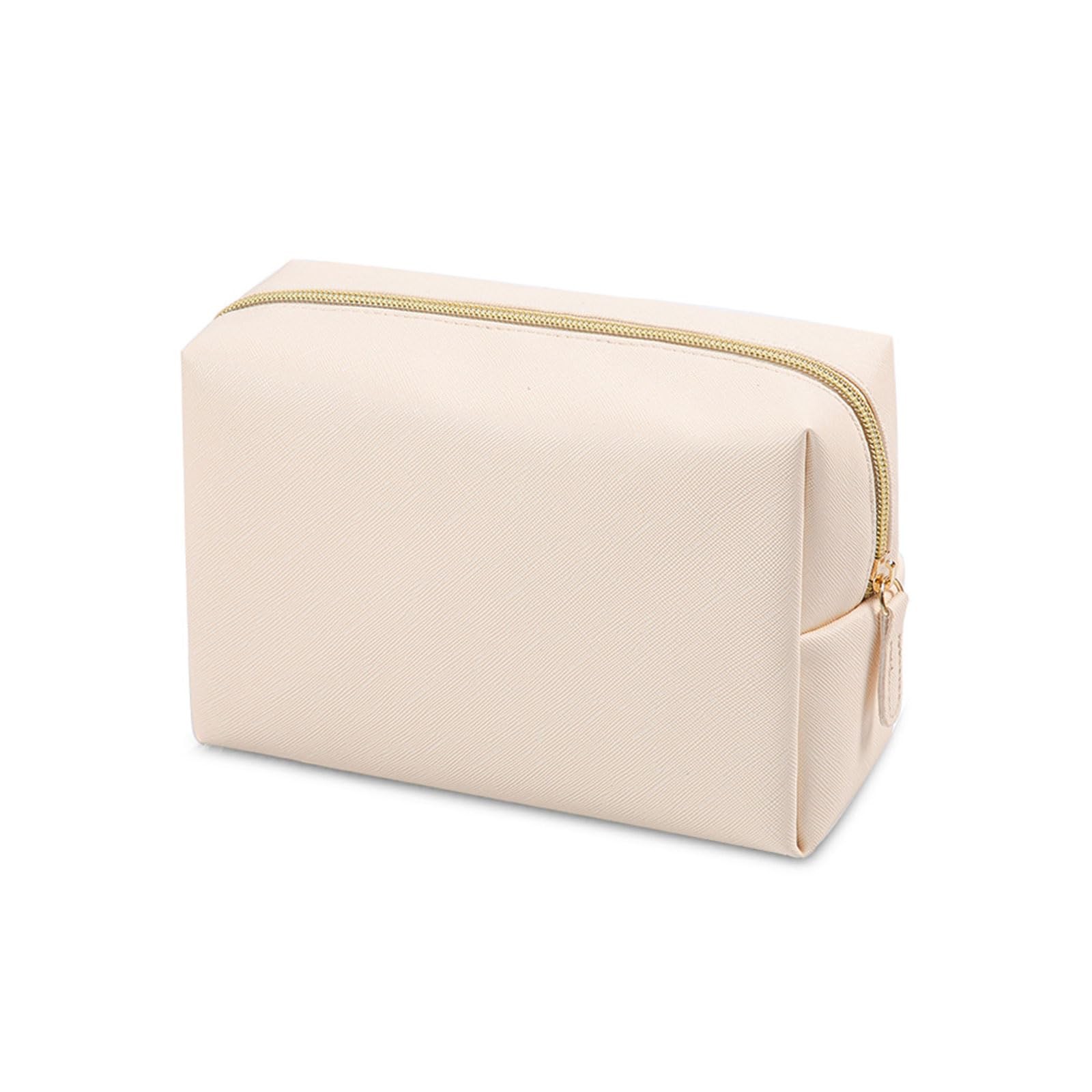 LAMCAN Parallel Travel Makeup Bag for Women 7.8in, Beige