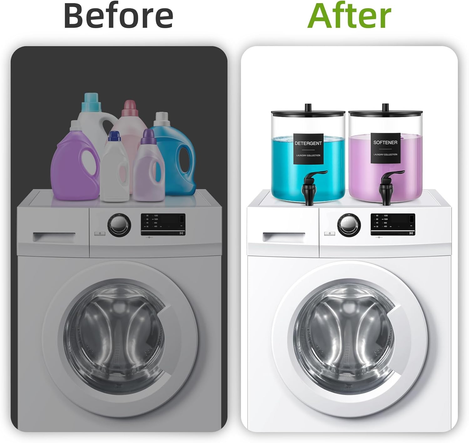 Glass Laundry Detergent Dispenser, 128 Oz / 3.5L Fabric Softener Dispenser for L