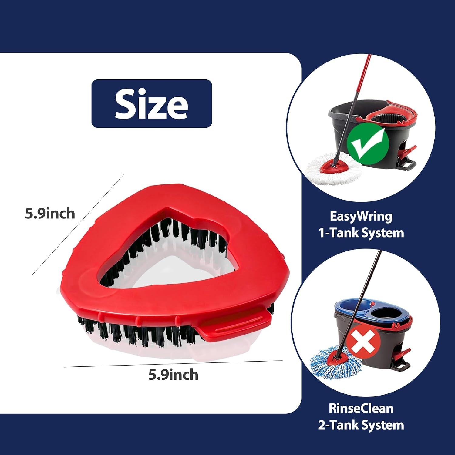 Stubborn Dirt-Busting Scrub Brush Heads for EasyWring 1-Tank Systems – 2 Pack