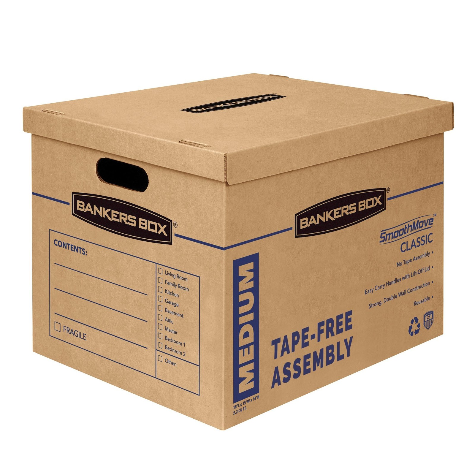 Bankers Box Medium Classic Moving 8 Pack, 8 Pack of Boxes, Kraft