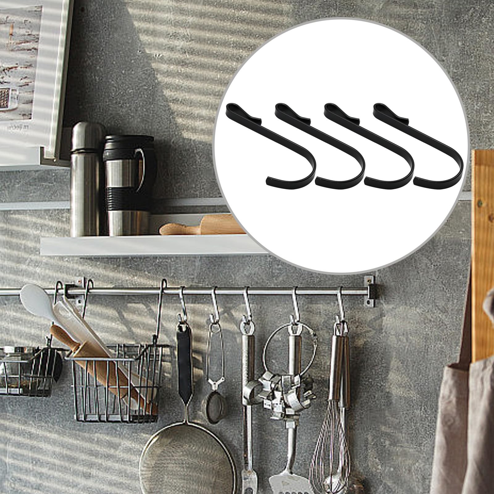 20 Pcs 1.1 inch S Shaped Hanging Hooks, Black Snap-On Hooks, Stainless Steel …