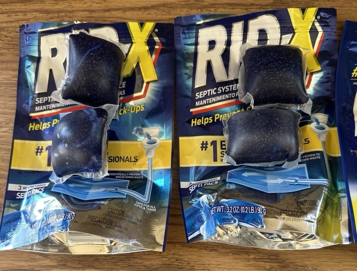 Rid-X Open Bags 5 Packs Septic System Treatment Septi-Pacs 3 months doses 3.2 oz