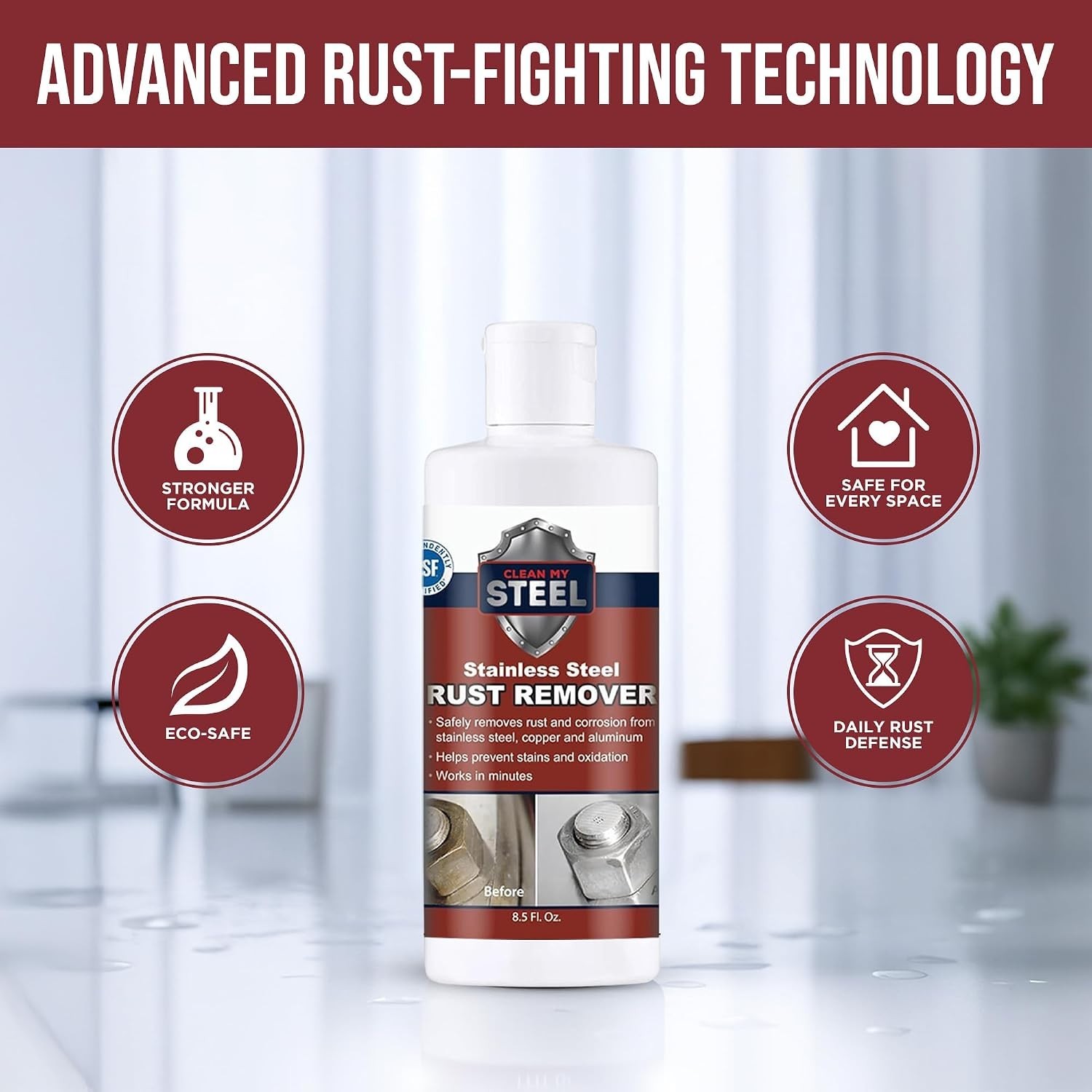 NSF Certified 8.5 oz Stainless Steel Rust Remover Cream – No Scrubbing Needed