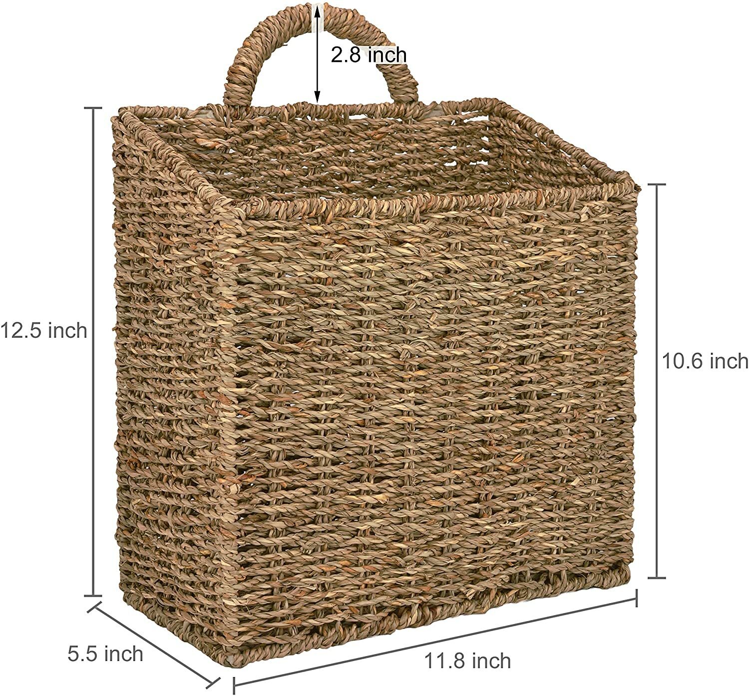 MyGift Woven Hanging Wall Mounted Basket Rustic Home Décor – Large