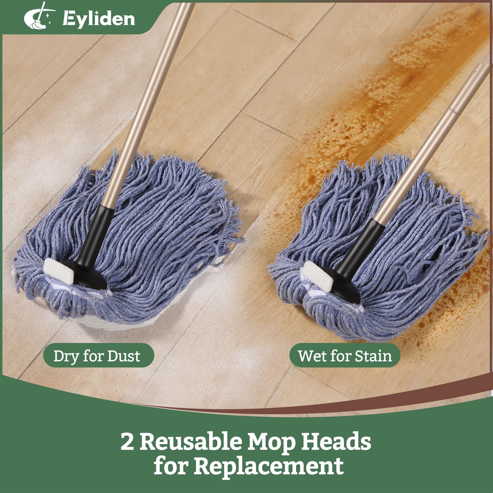 Eyliden Mop for Home & Commercial, Kitchen, Garage, Office Floor Cleaning