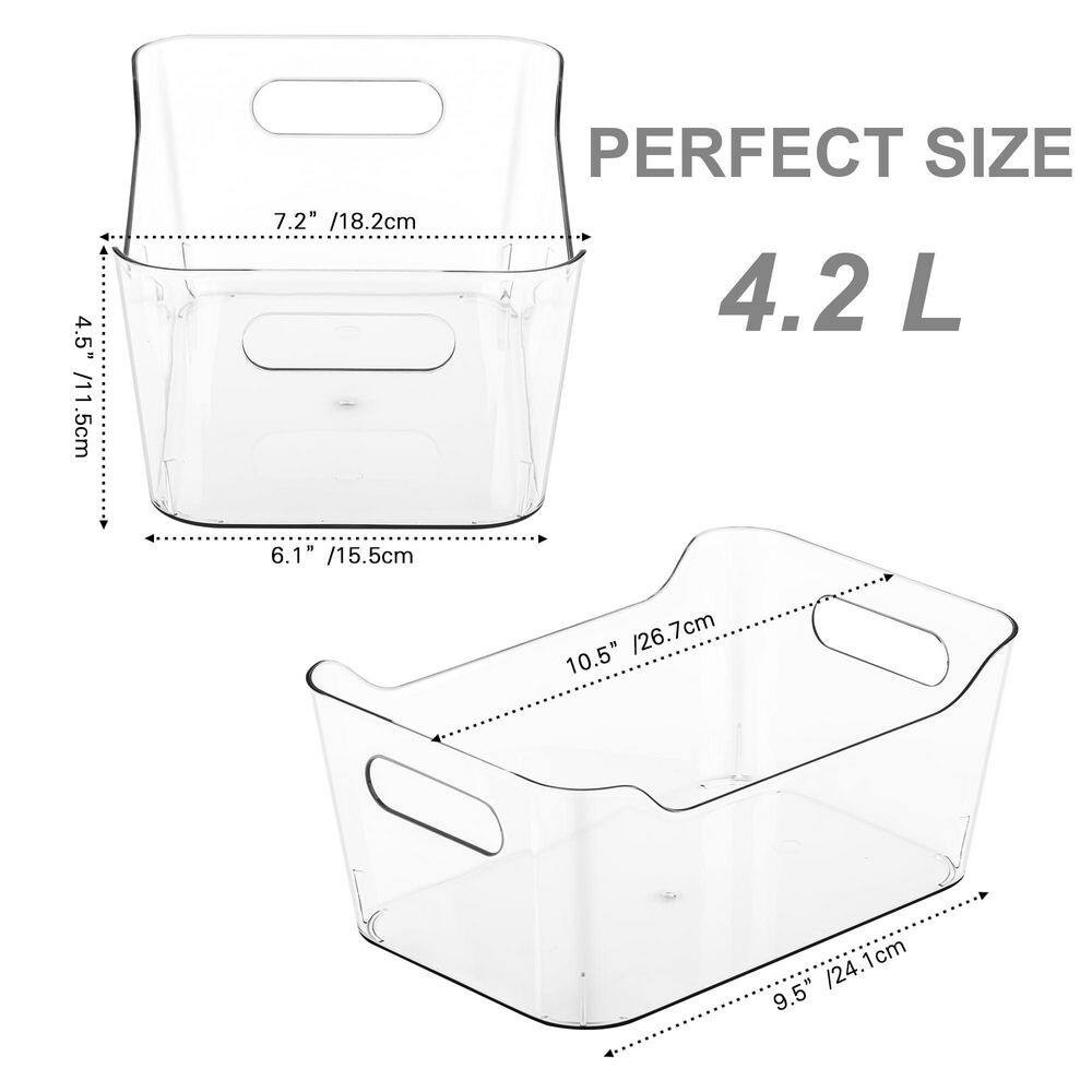9.5 In. Plastic Pantry Organizer Storage Bins for Home Kitchen Office Cabinet an