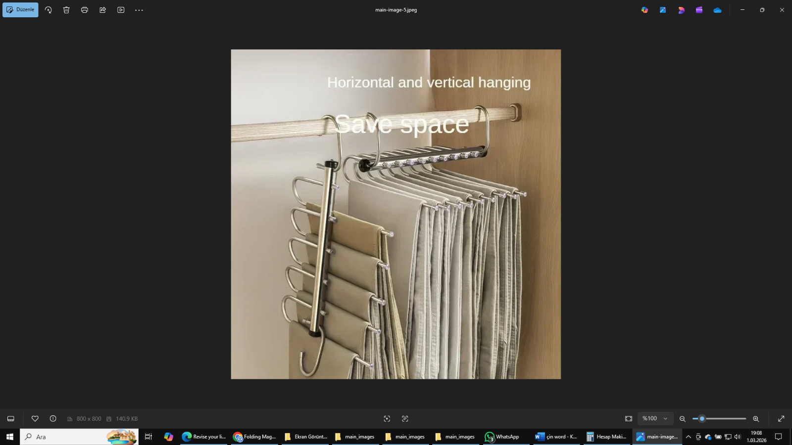 2 pcs 9-Layer Foldable Metal Pants Hanger – Space-Saving Multi-Tier Closet Tool