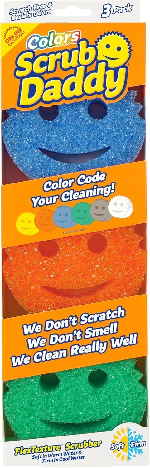 Scrub Daddy Colors Kitchen Sponges – Scratch-Free Dishwashing Sponges BPA-Free