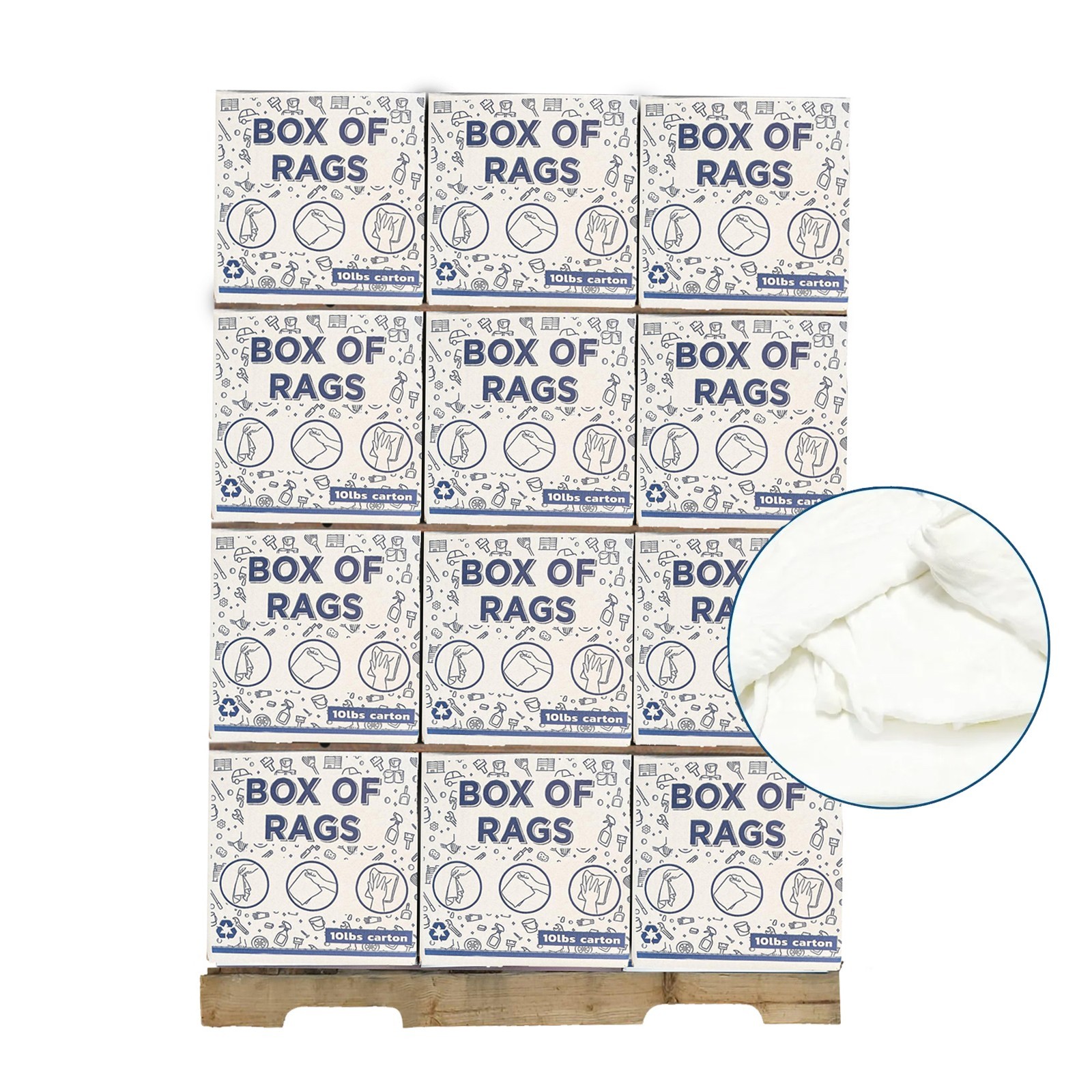 Bulk White T-Shirt Rags – 600 LB Pallet | Industrial Cleaning Wipers – Boxes