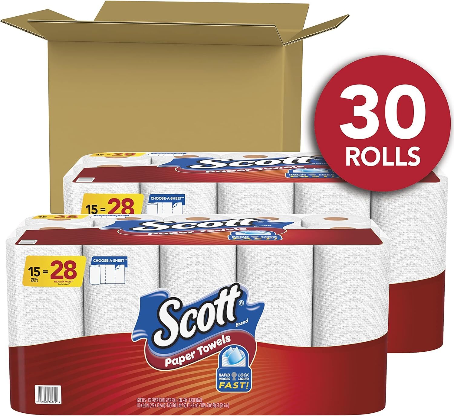 Scott Paper Towels Bulk 56 Regular Rolls 30 Mega Rolls 2 Packs of 15 White