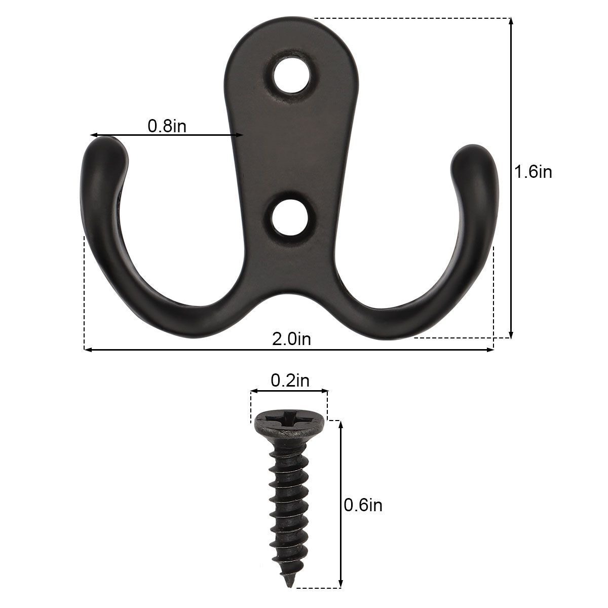 10/20pcs Hanging Metal Double Hook Clothes Hat Coat Robe Wall Door Hangers Hooks