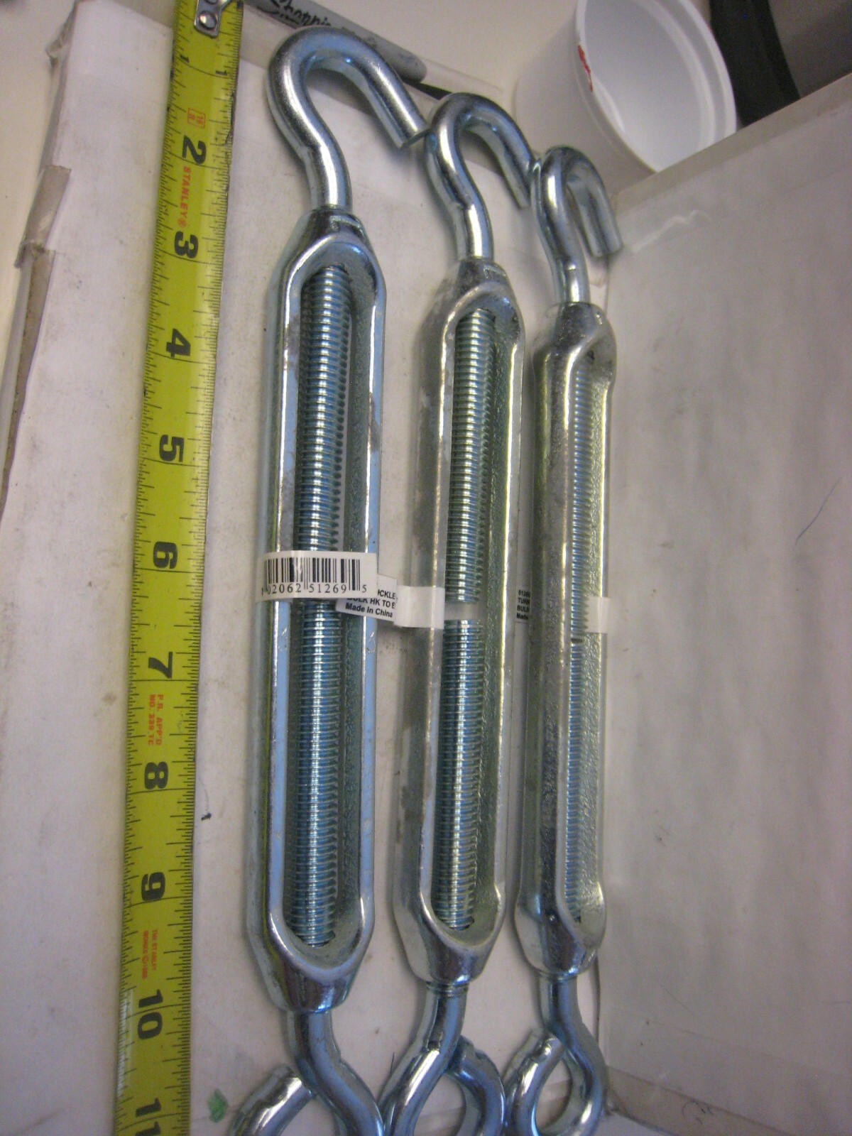 3 yes 3 pcs Turnbuckles Hook-Eye 1/2″ x 17″ Zinc plated Hardware House 512699