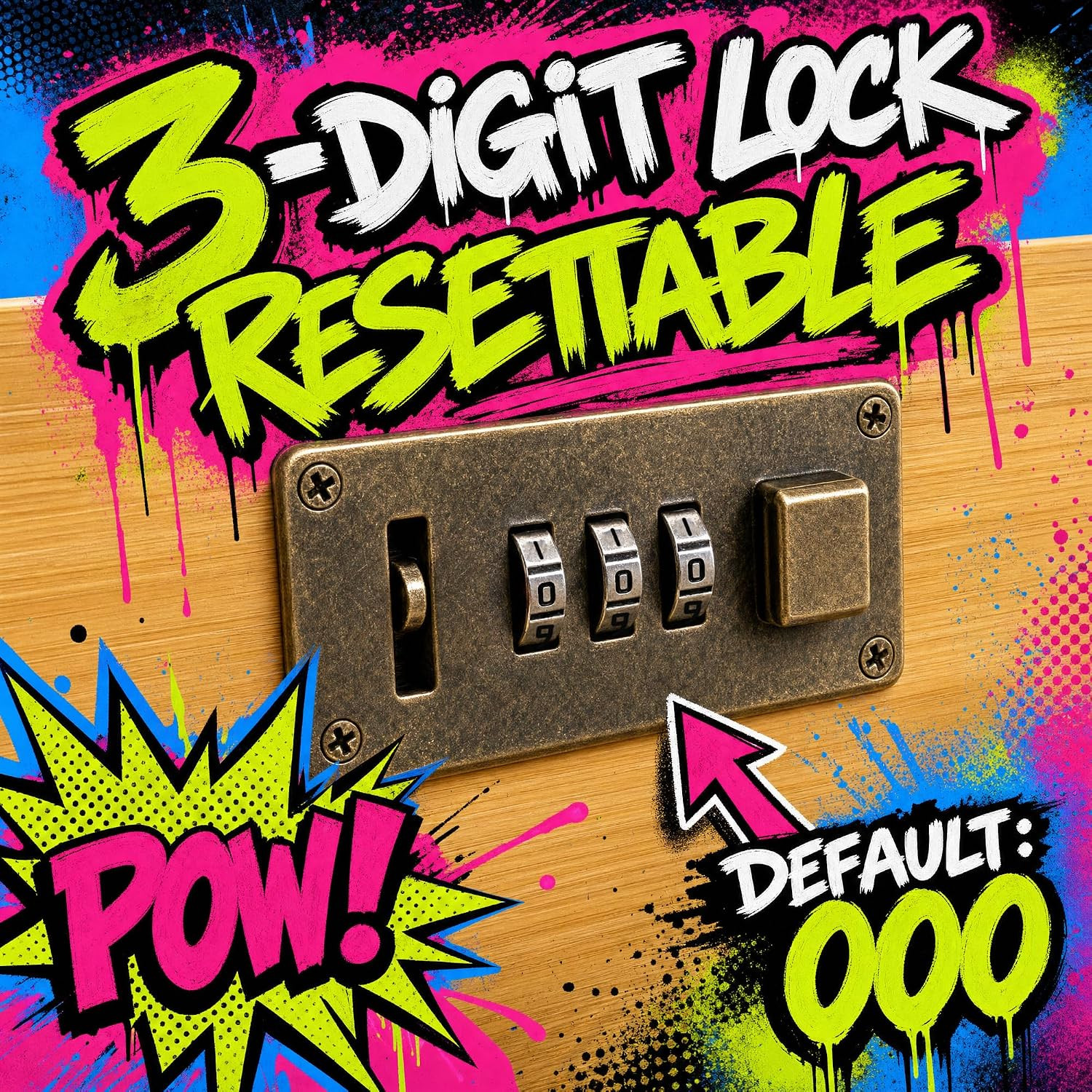 Large Bamboo Storage Box with Combination Lock & Hidden Drawer- Premium Smell