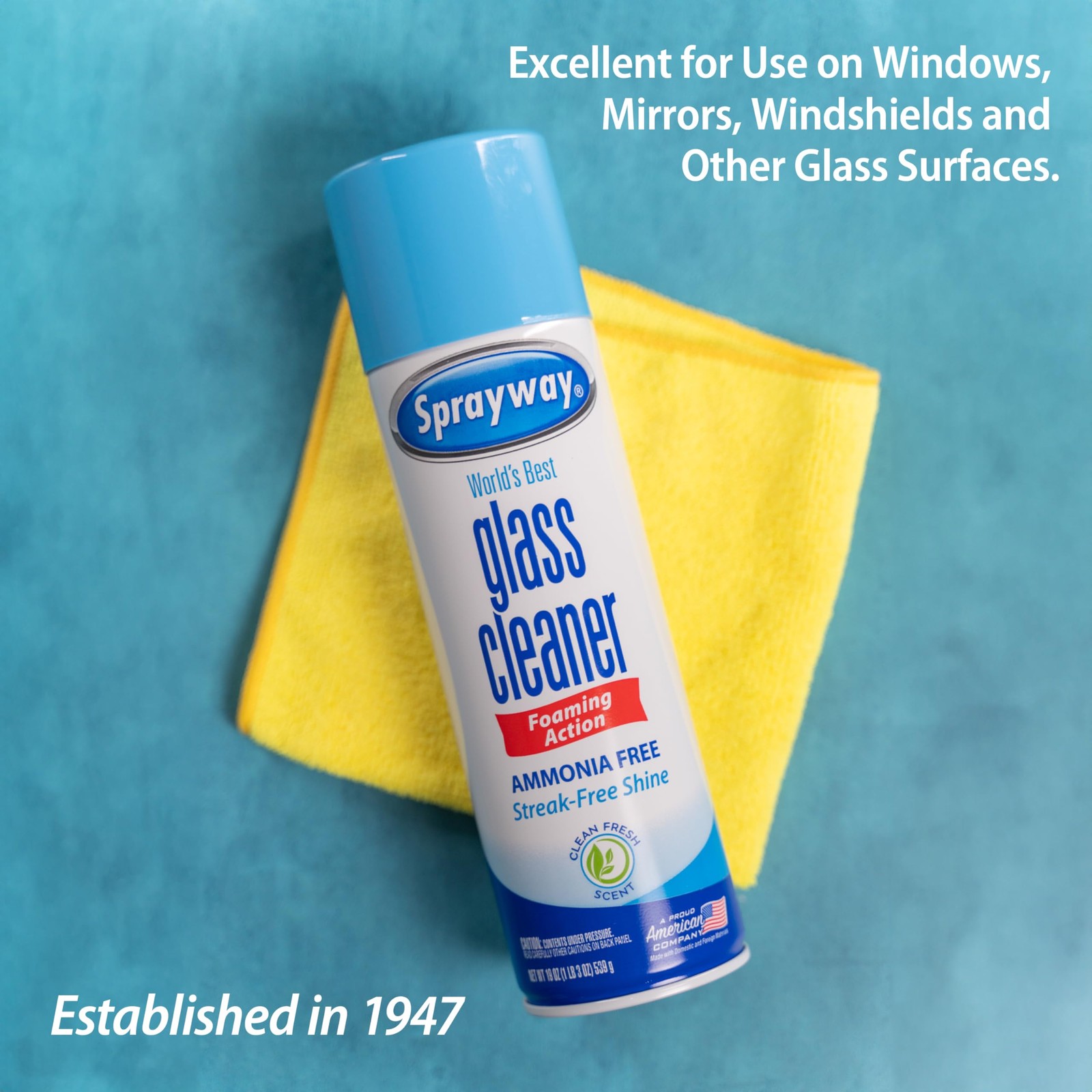 Glass Cleaner Foaming Aerosol Spray, 19oz, Pack of 2 | Ammonia-Free, Streakless,