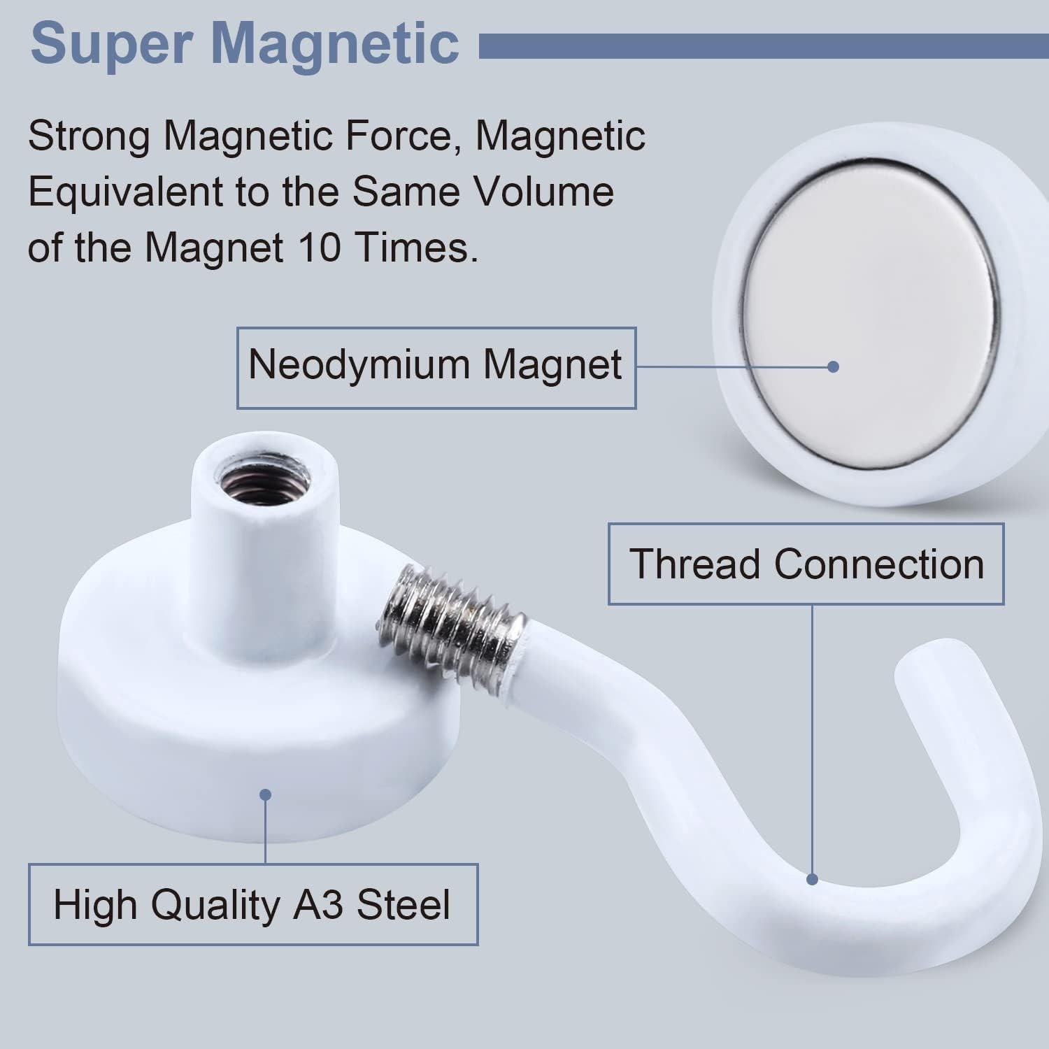 DIYMAG Magnetic Hooks 20pcs 30lbs+ Cruise Essentials 2026 Magnet Hook White | Ne