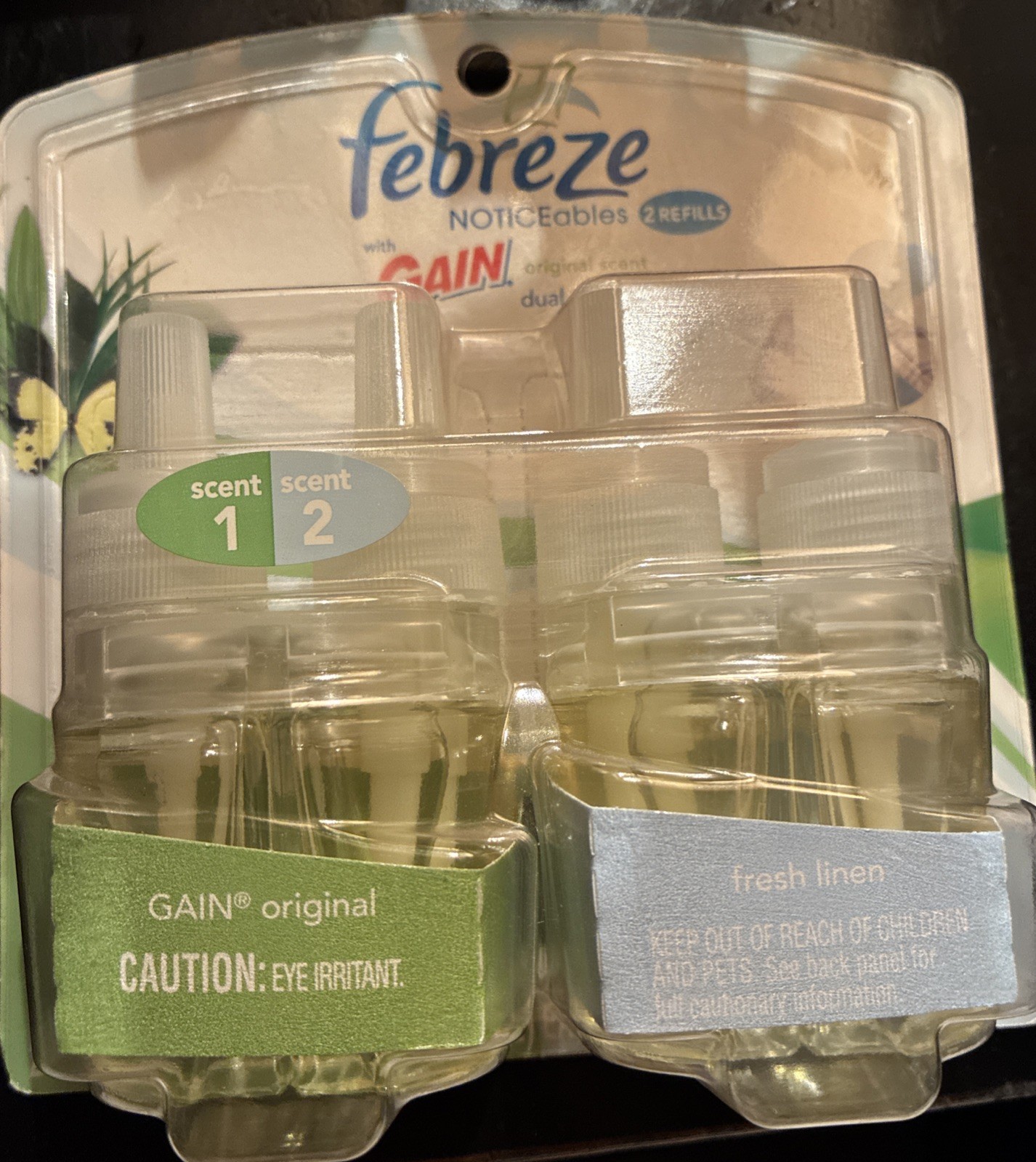 Febreze NOTICEables Gain Original & Fresh Linen Scented Oil Refills Lot of 2