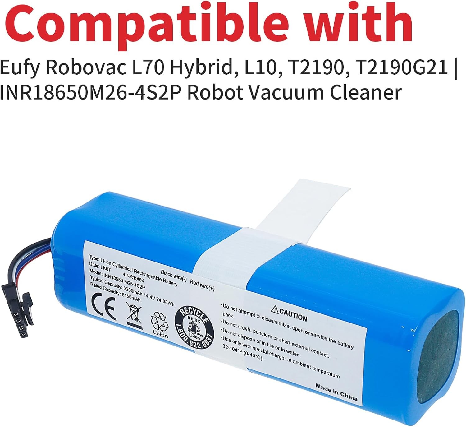 Replacement Battery for Eufy Robovac L70 Hybrid L10 T2190 T2190G21 INR18650M26