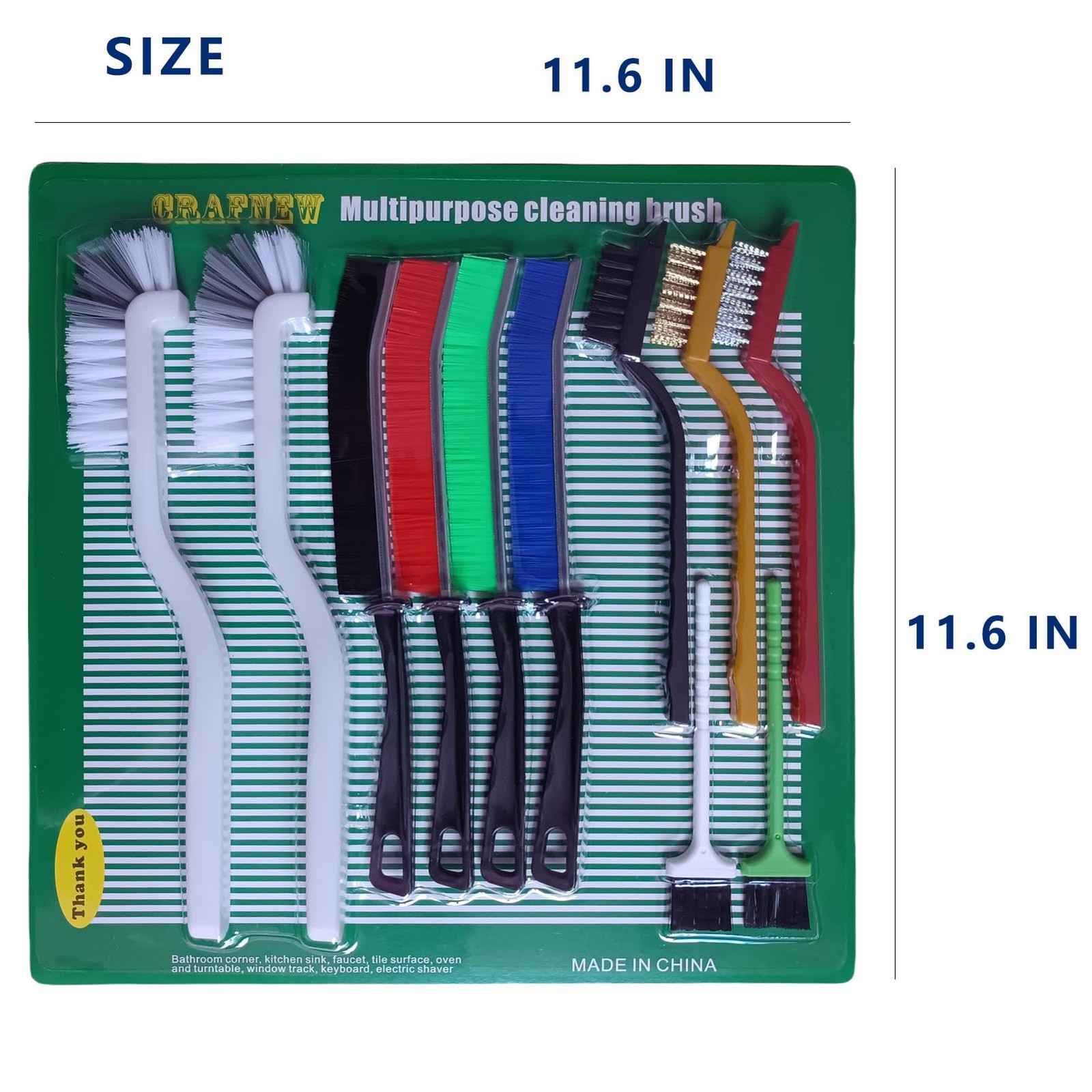11Pcs Crevice Cleaning Brush Set, Hard Bristle Gap Cleaner Mix Colors