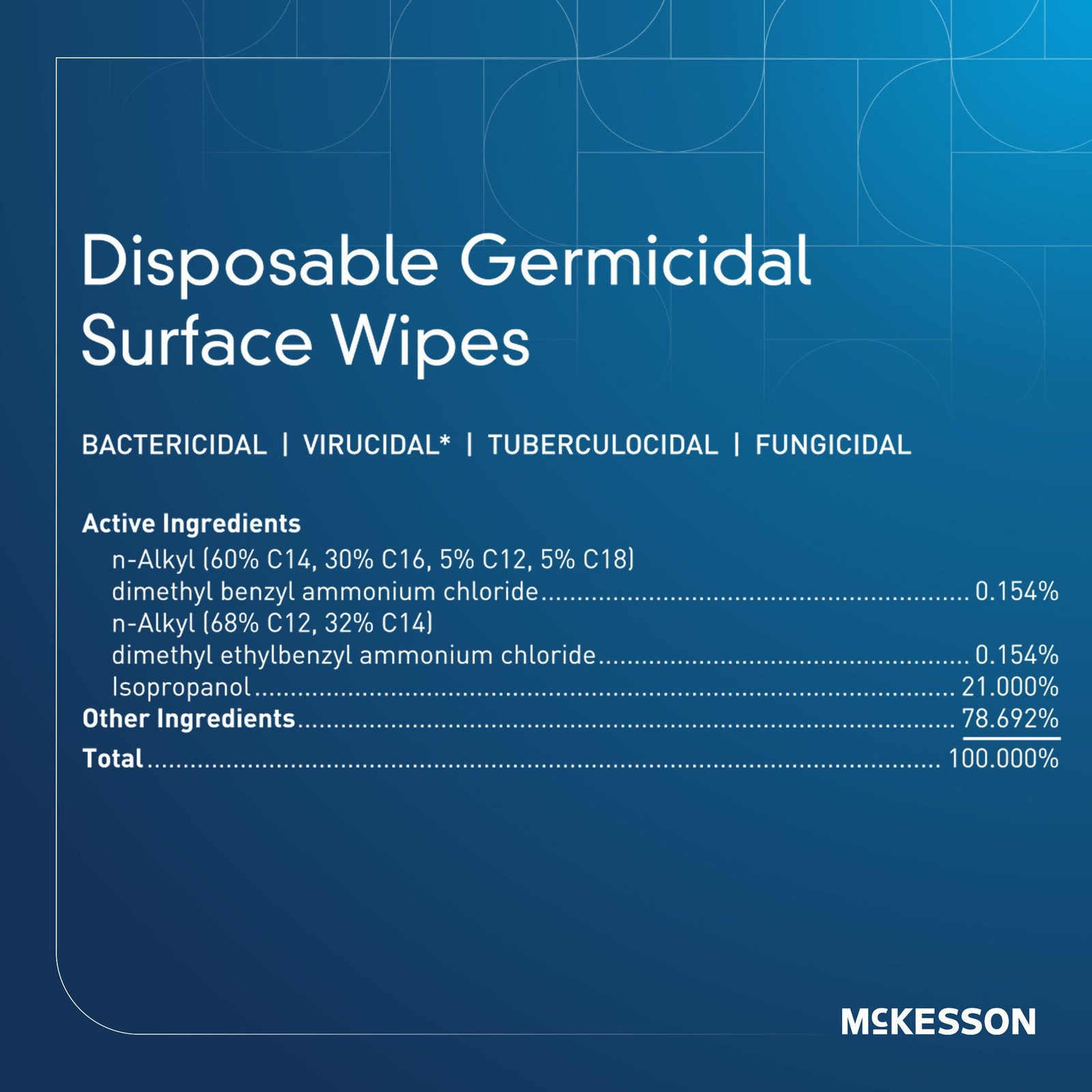 McKesson Surface Disinfectant Wipe Canister Alcohol Scent 160 Ct 50-66160