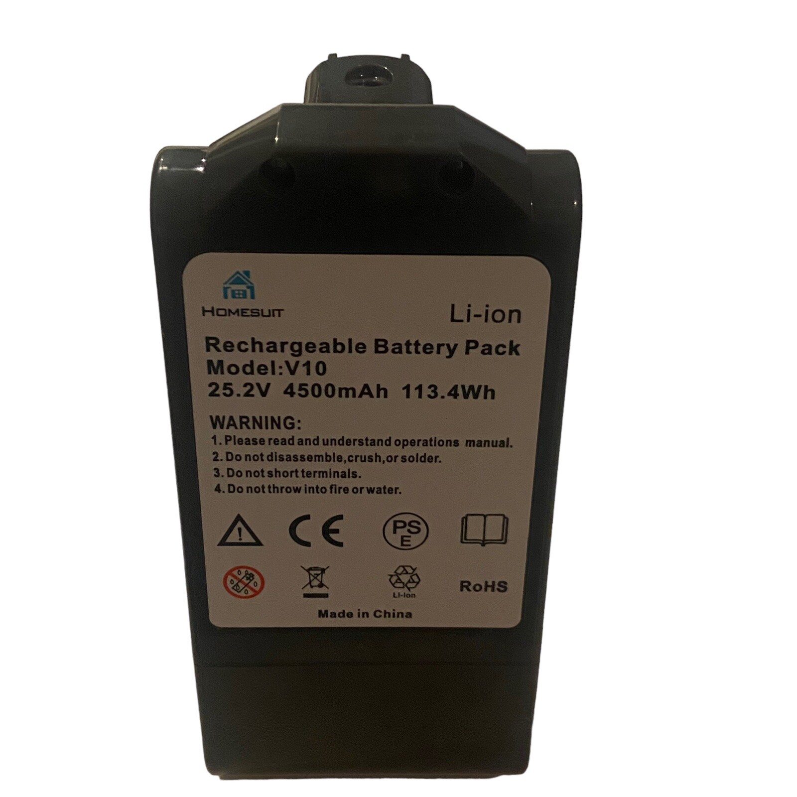 Homesuit V10 Rechargeable Battery Pack 25.2V 4500mAh 113.4Wh Filter New Open Box