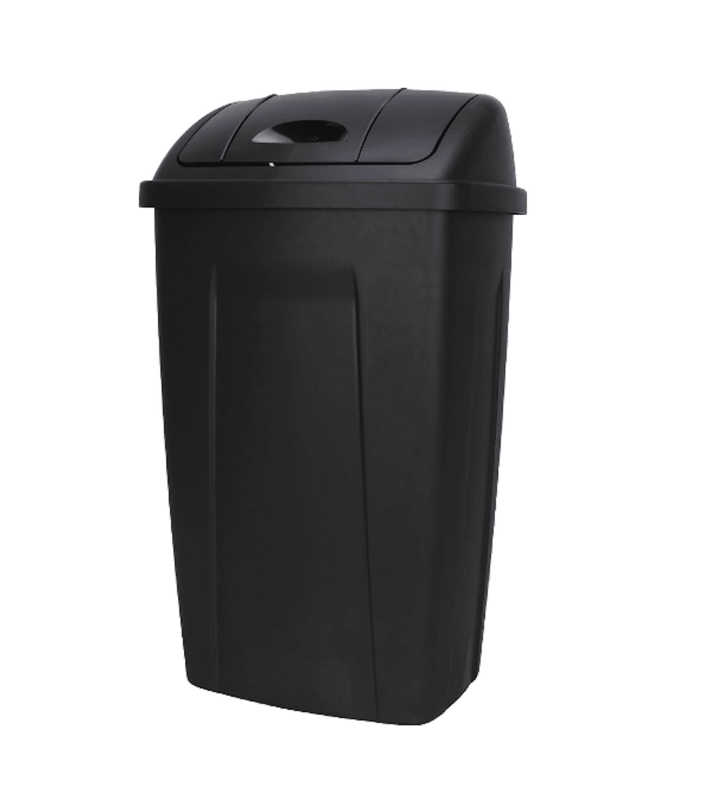 Kitchen Trash Can, 13 Gallon Plastic Garbage Bin with Swing Top Lid, Black