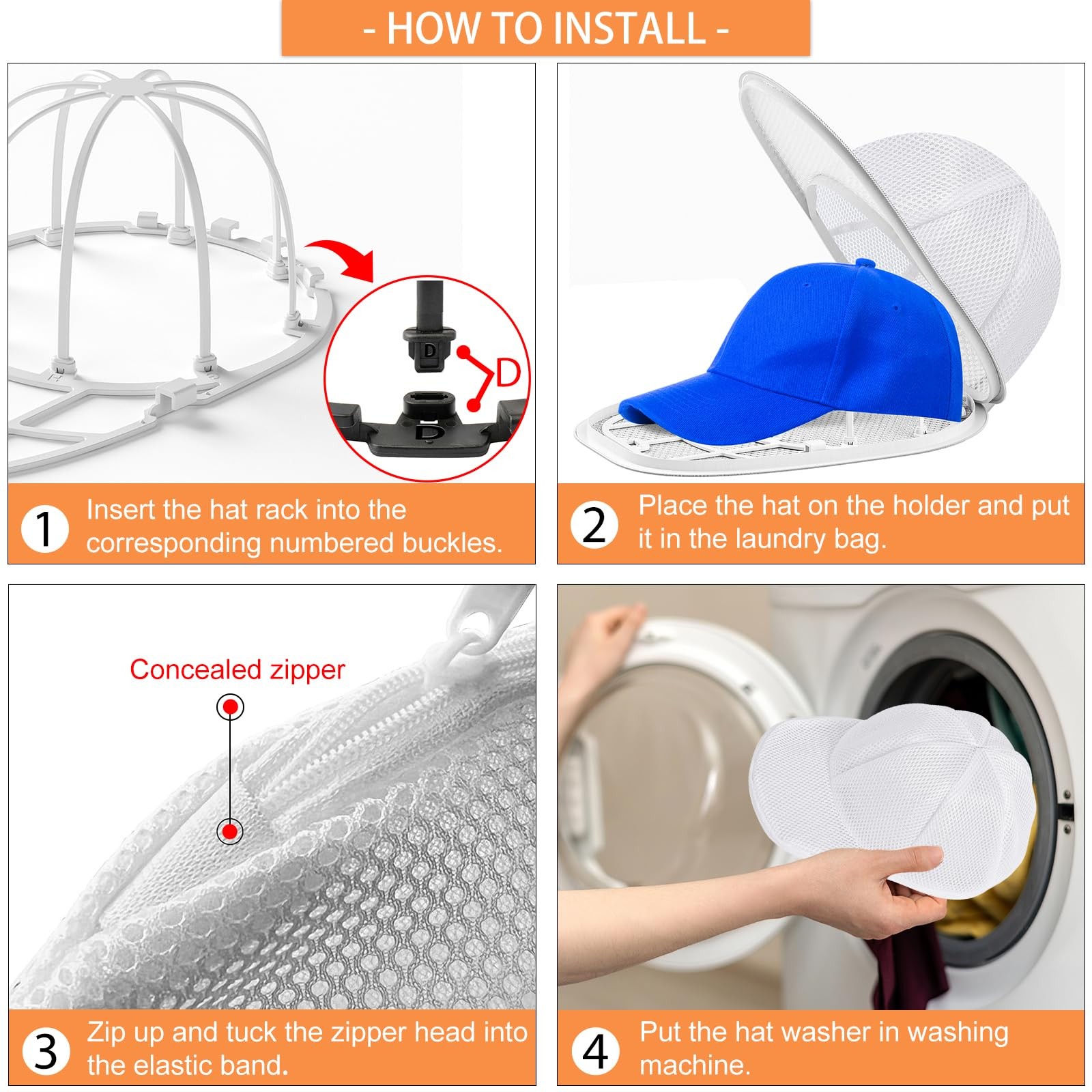 Hat Washer Cage Cleaner for Baseball Caps Fit 13*8.5 inches, White