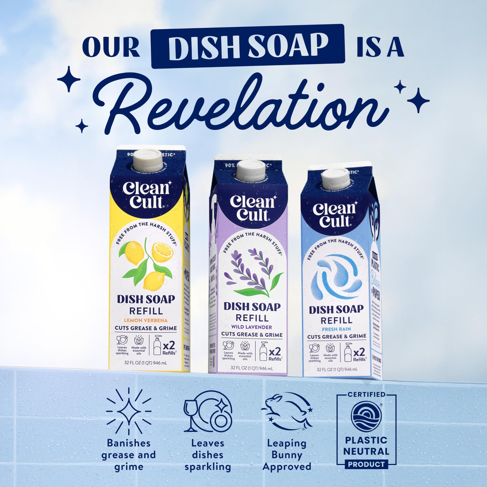 Dish Soap Liquid Refill 32oz, 1 Pack Plant Based Cleaning Power Dish Soap t…