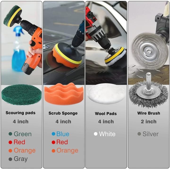 30PCS Drill Brush Attachment Set Power Scrubber Kit for Bathroom Car Floor