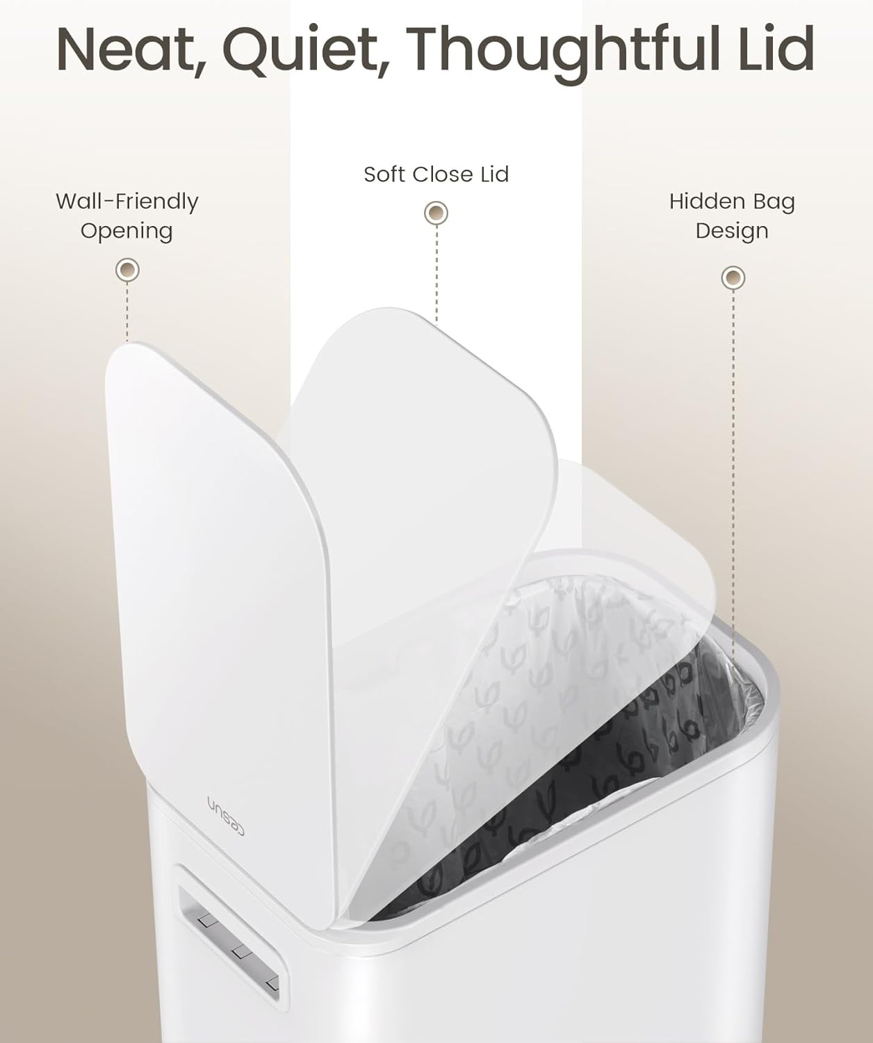 Small Bathroom Trash Can with Lid Soft Close & Pedal, 1.3 Gal, White | Removable