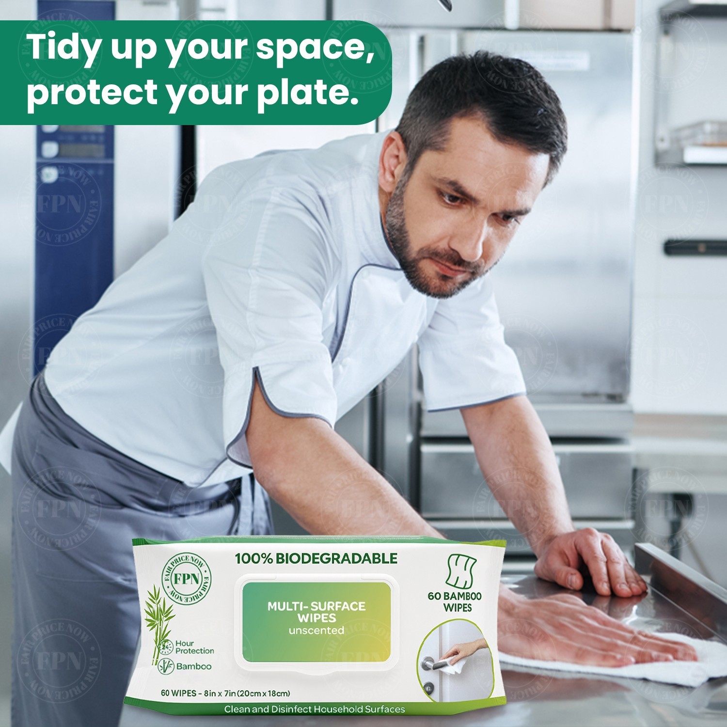 Multi-Surface Cleaning Wipes Bulk Unscented Large Wet Wipes 24 Pack 1440 CT-FPN