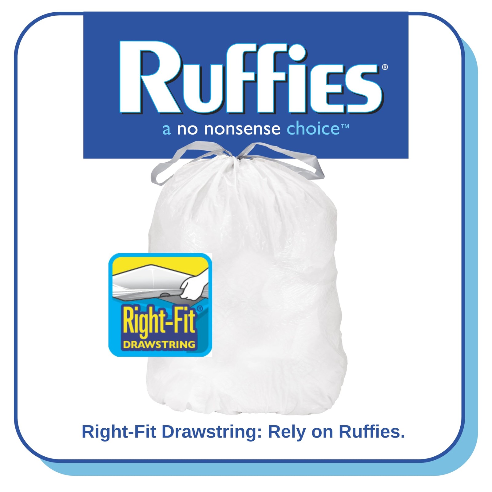 Tall Kitchen Bags 13 Gallon 30 Bags .8 Mil Drawstring Unscented White Color Pack