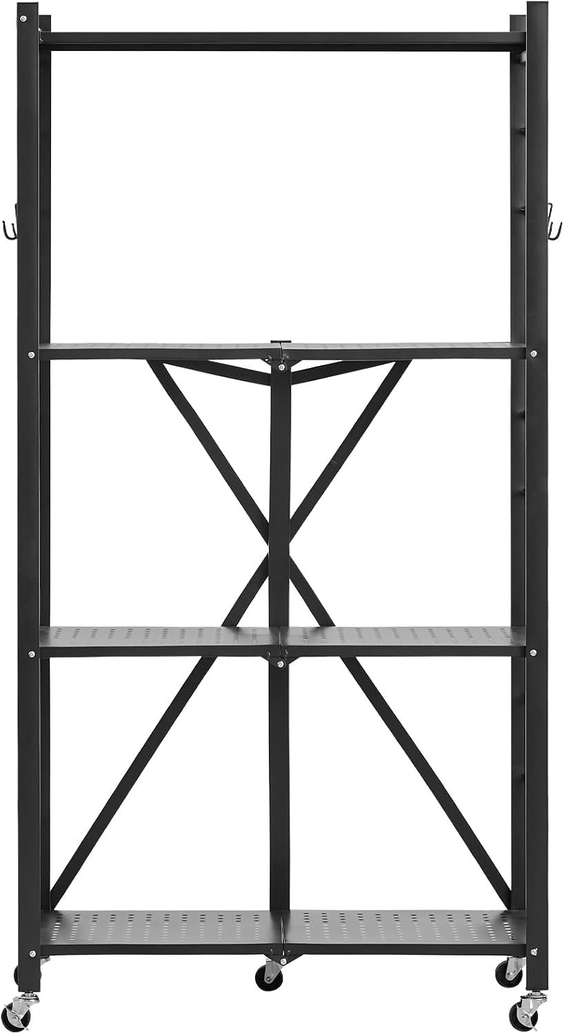 VEVOR 4-Tier Foldable Storage Shelf, 28W x 13D x 54H Inch Metal Rack Shelves