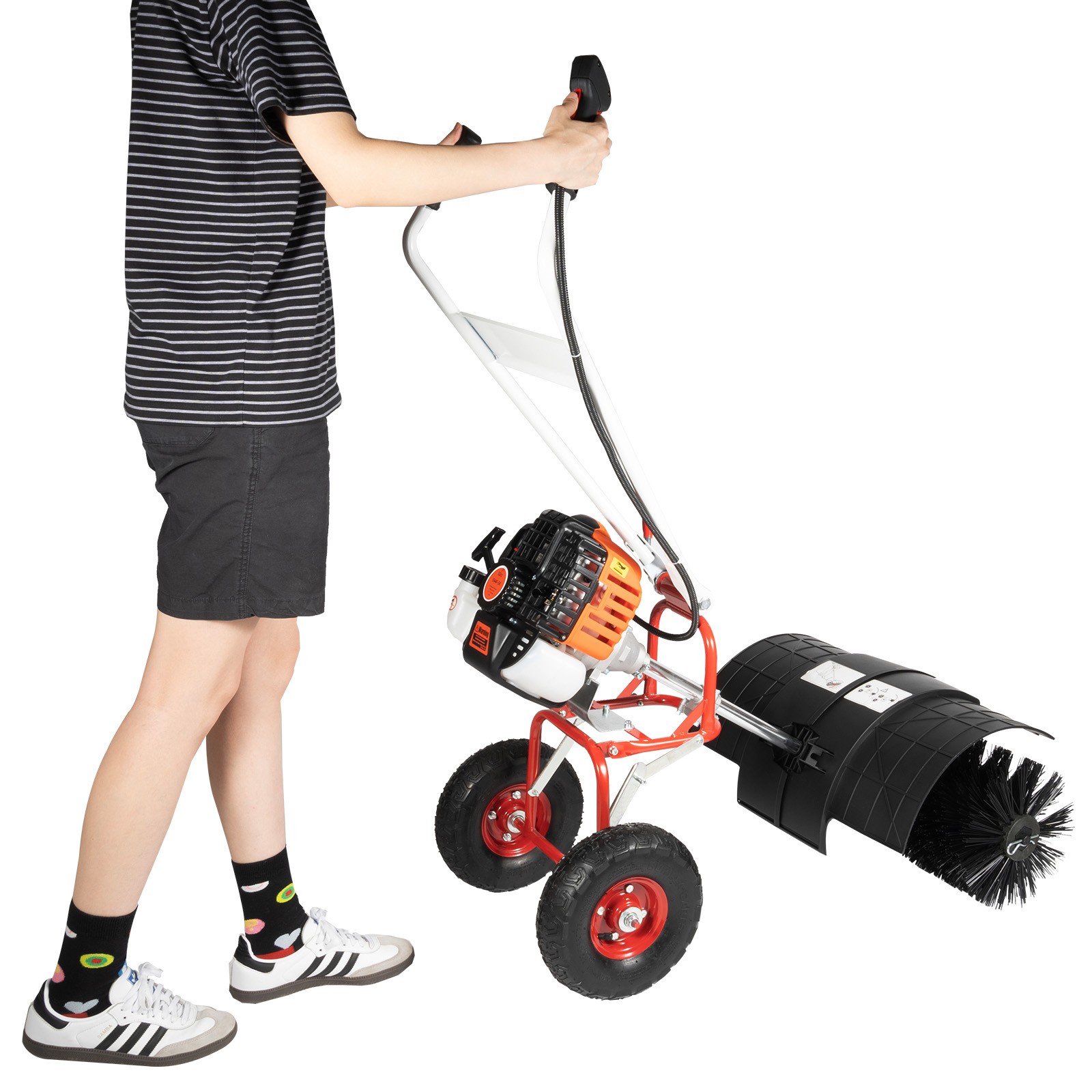 52CC Walk Behind Driveway Power Broom Snow Sweeper Artificial Grass Cleaner