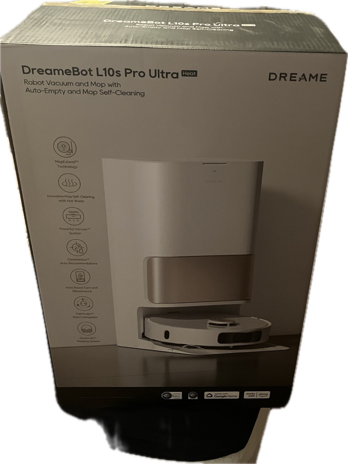 Dreame L10s Pro Ultra HEAT Robot Vacuum And Mop Combo 18″Cleaning Path White