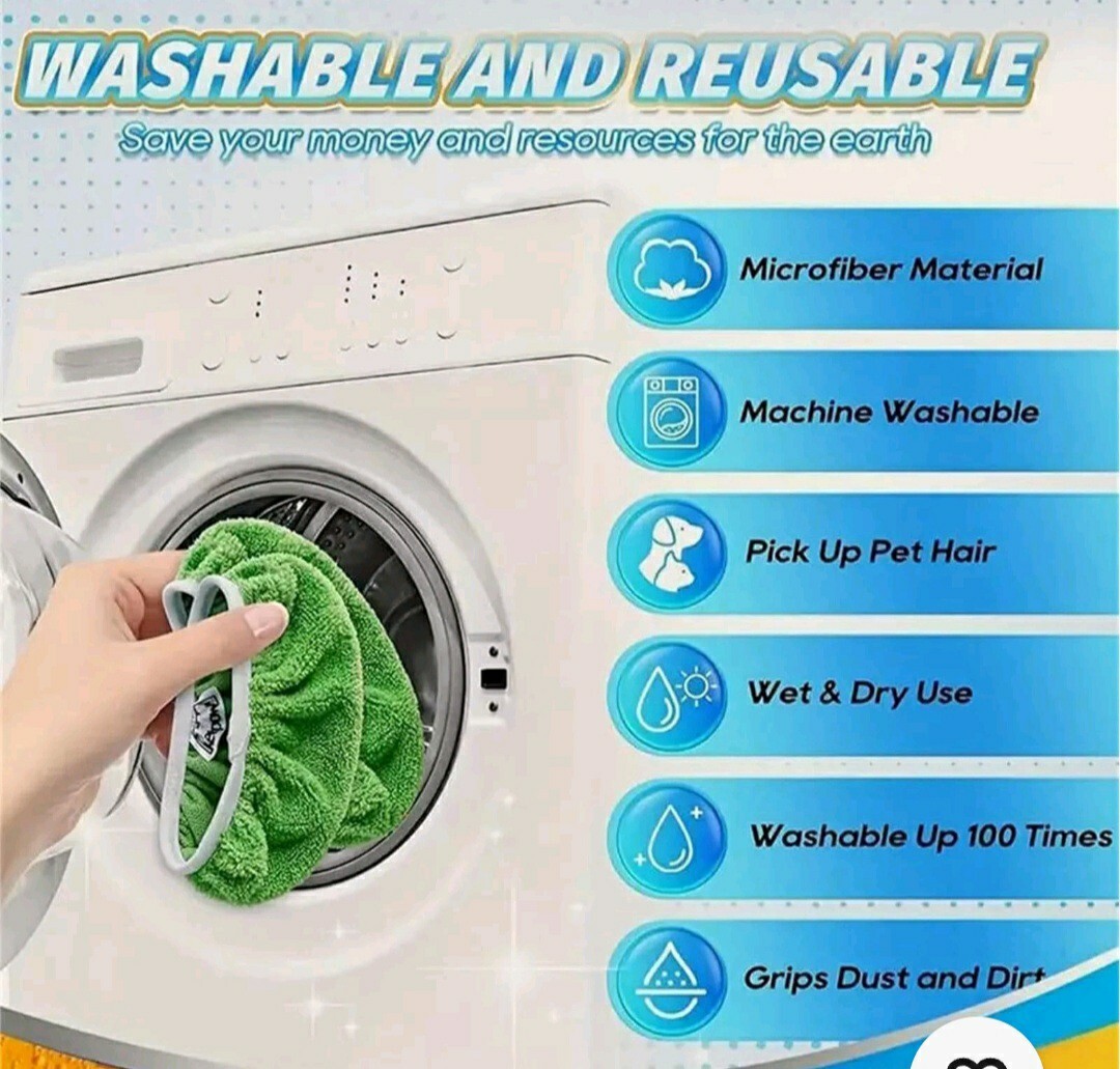4 Pack Replacement Washable Green Microfiber Mop Cleaning Pads