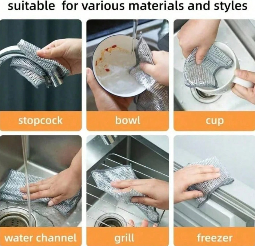 20pcs Magic Double-Sided Steel Wire Cleaning Cloths for Dishes & Pots-NEW