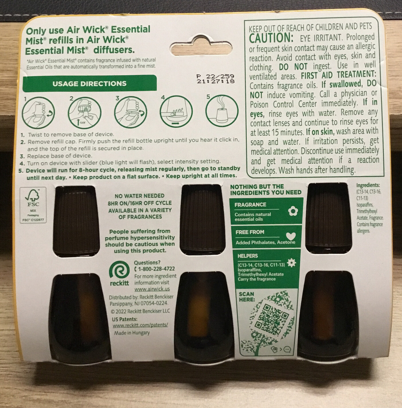 Air Wick Essential Mist Refill, 3ct, Happiness