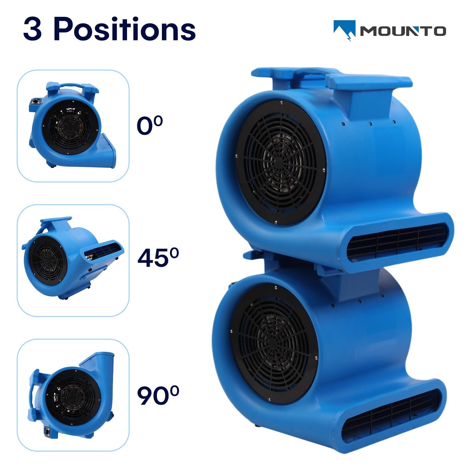 MOUNTO 3-Speed Air Mover 1HP 4000+ CFM Monster Floor Blower Carpet Dryers