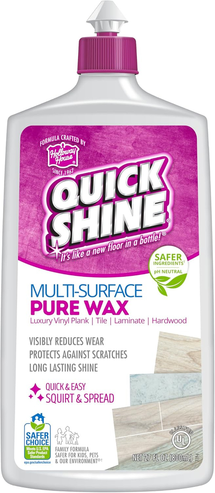 Multi Surface Floor Wax 27 oz Long Lasting Protection Polish Restores Floors