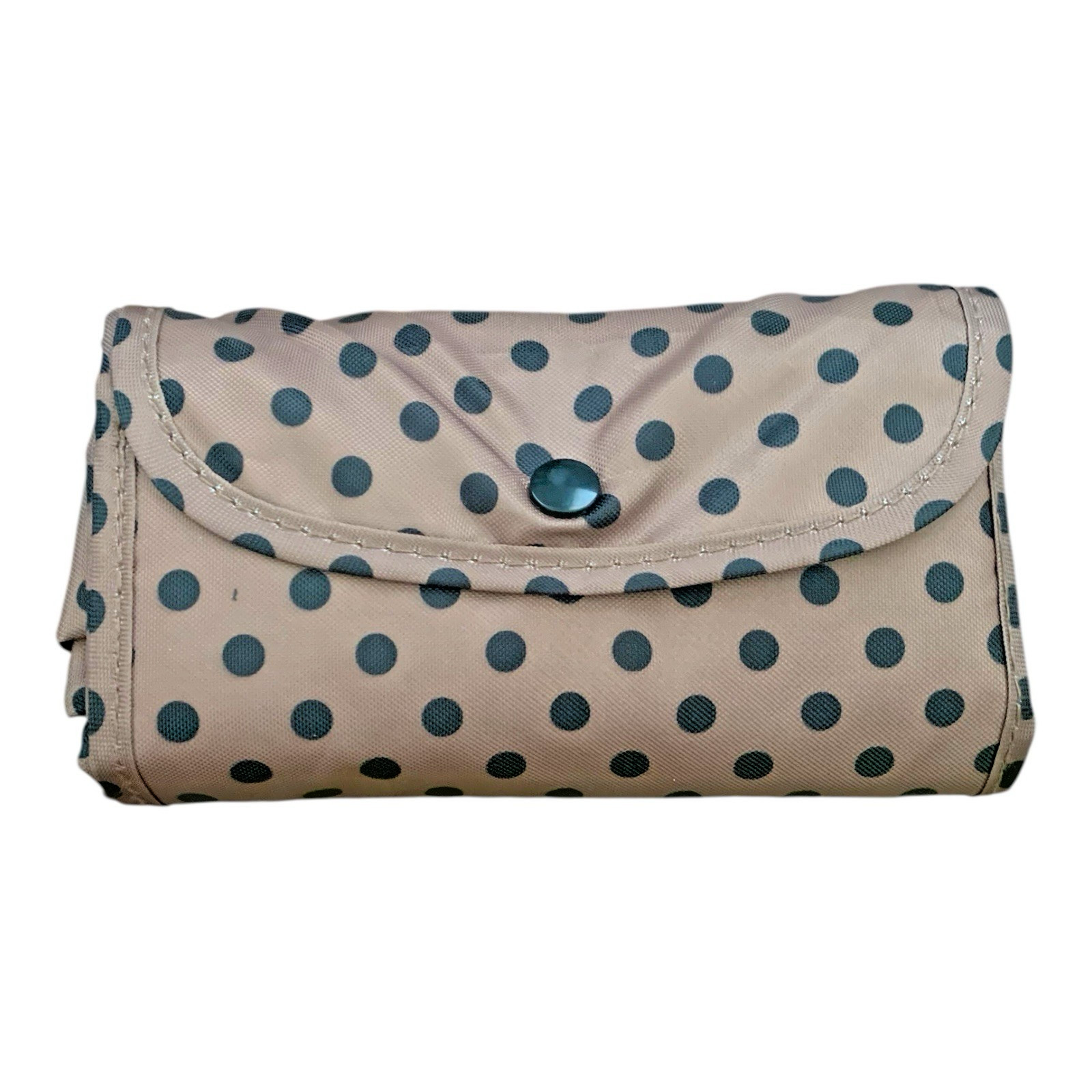 Unbranded Folding Reusable Tote Bag Set Paisley Polka Dot Blue Tan 5 Piece Set