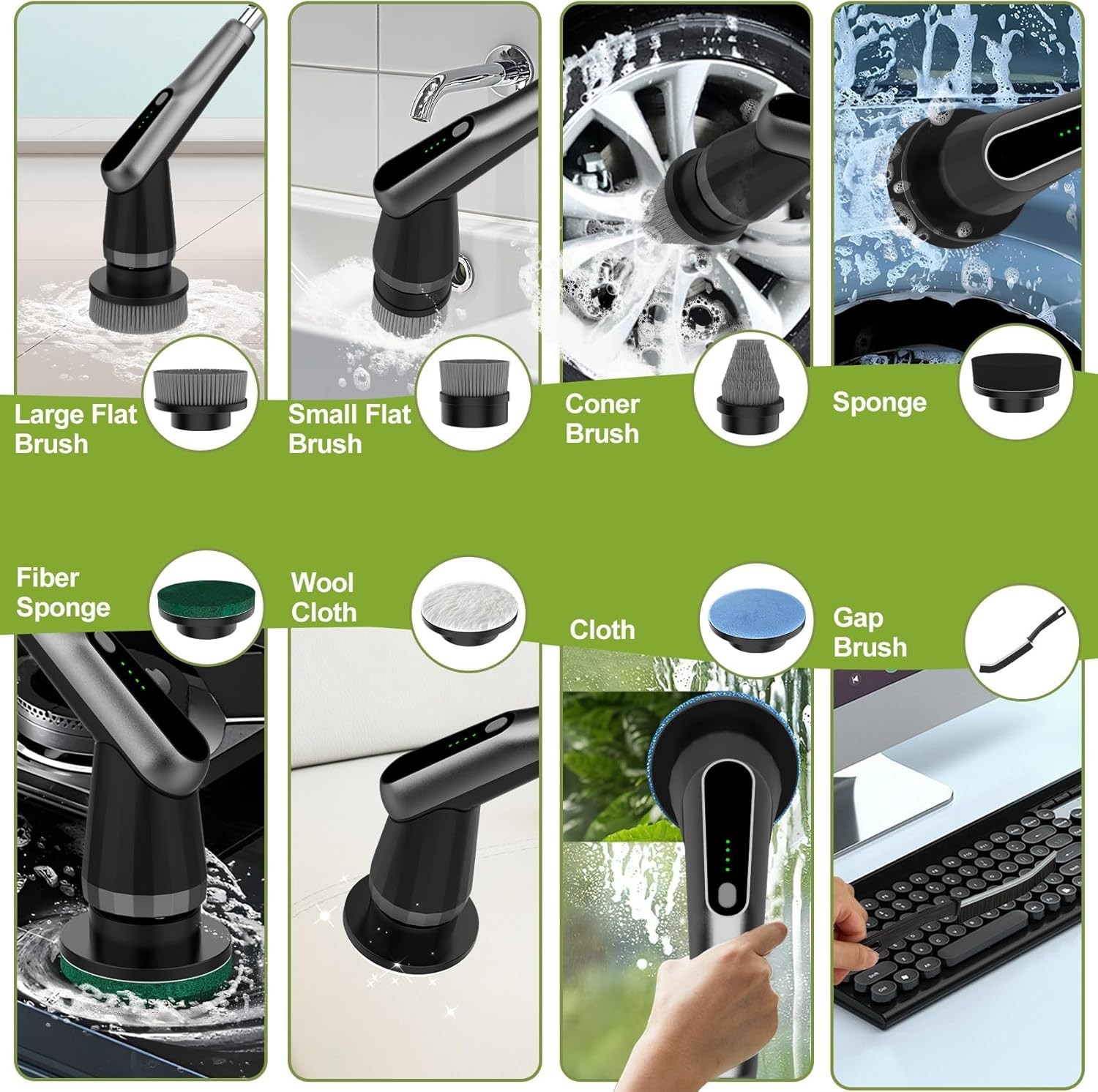 Electric Spin Scrubber 10-in-1 Waterproof Bathroom Shower Tile Floor Cleaner