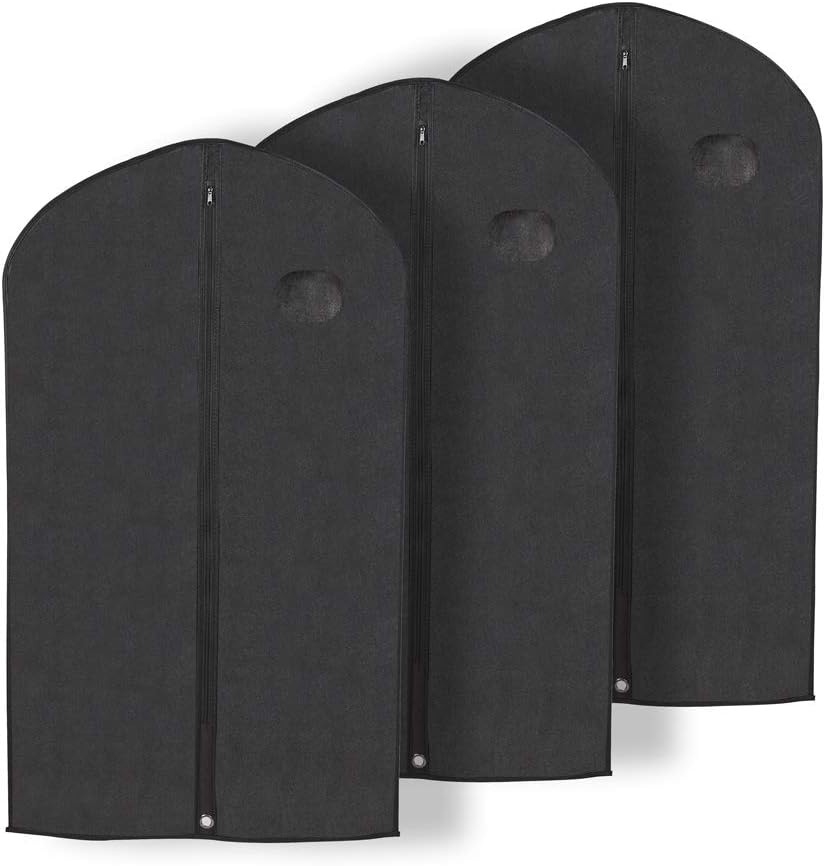 Pack of 3, 41 Inches Black Hanging Breathable Suit Garment Bags for Mens Clos…