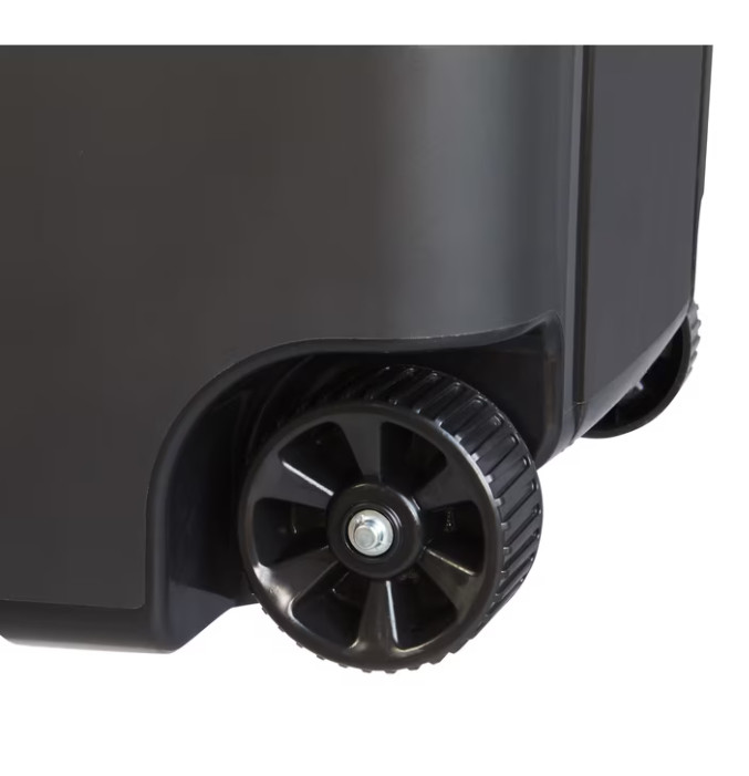 Hyper Tough 45 Gallon Wheeled Heavy Duty Plastic Garbage Can, Attached Lid,Black