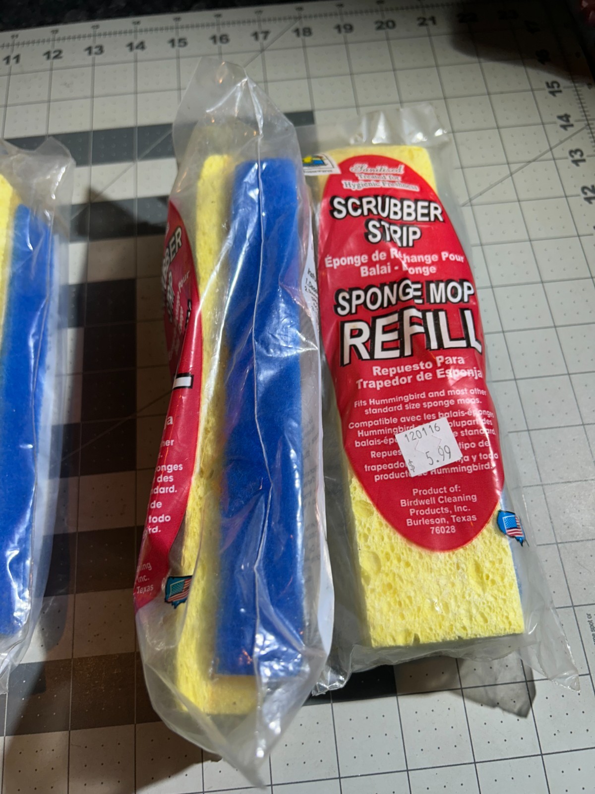 VINTAGE 4-PACK LOT BIRDWELL 381-24 CELLULOSE REPLACEMENT SPONGE MOP HEAD 9.25″