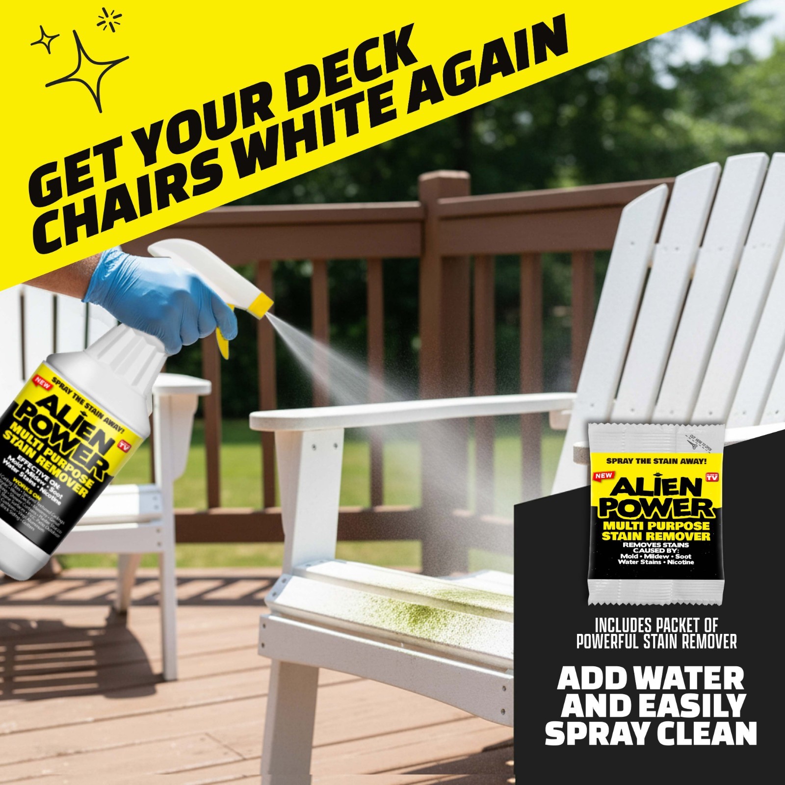 Alien Power Stain Remover Kit – Mold, Mildew & Algae Cleaner with Spray Bottle